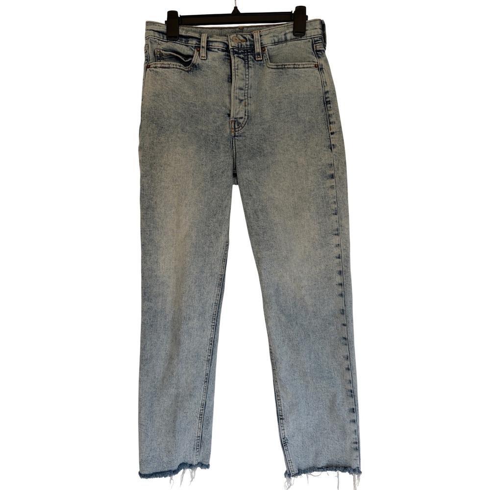Old Navy Sky-Hi Straight Leg Light Acid Wash Button Fly Raw Hem Jeans Size‎ 2